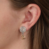 Chanel 1996 Coco Silver and Gold Clip-On Earrings