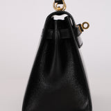 Rare Hermès 1987 Noir Box Mini Kelly 20 Sellier GHW