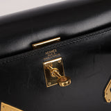 Rare Hermès 1987 Noir Box Mini Kelly 20 Sellier GHW