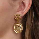 Chanel Coco Swing Cutout Clip-On Earrings 24K GP