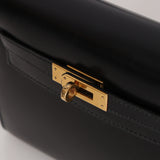 Rare Hermès 1987 Noir Box Mini Kelly 20 Sellier GHW