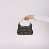 Fendi Charcoal and Coral Zucchino Mini Pochette