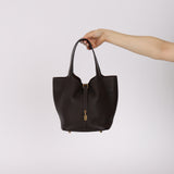 Hermès 2019 Ebene Clemence and Alligator Picotin Touch 22 GHW