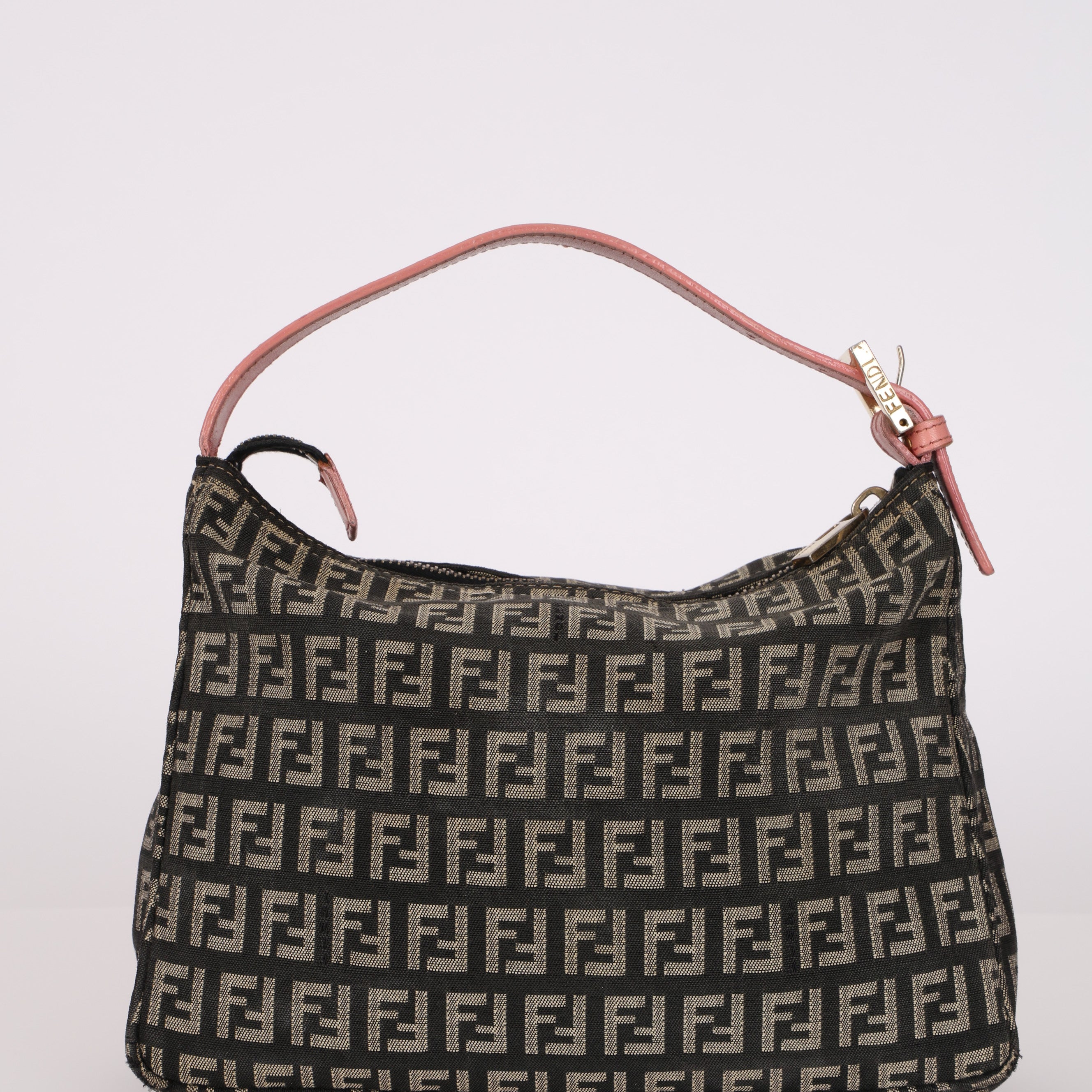 Fendi Charcoal and Coral Zucchino Mini Pochette
