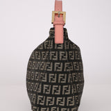 Fendi Charcoal and Coral Zucchino Mini Pochette