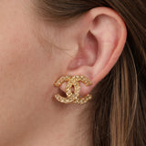 Chanel CC Woven Clip-On Earrings 24K GP