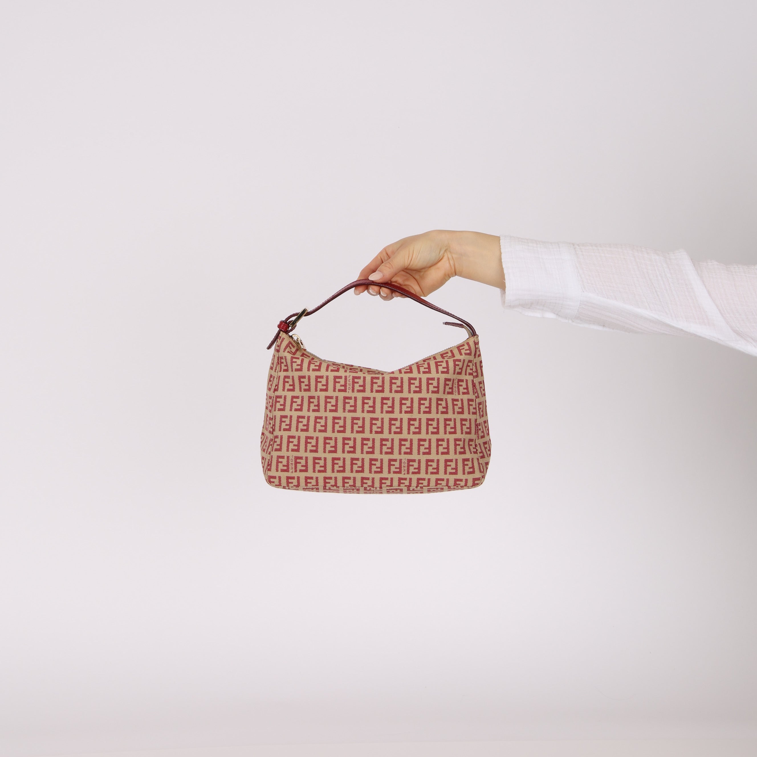Fendi Beige and Raspberry Zucchino Mini Pouch