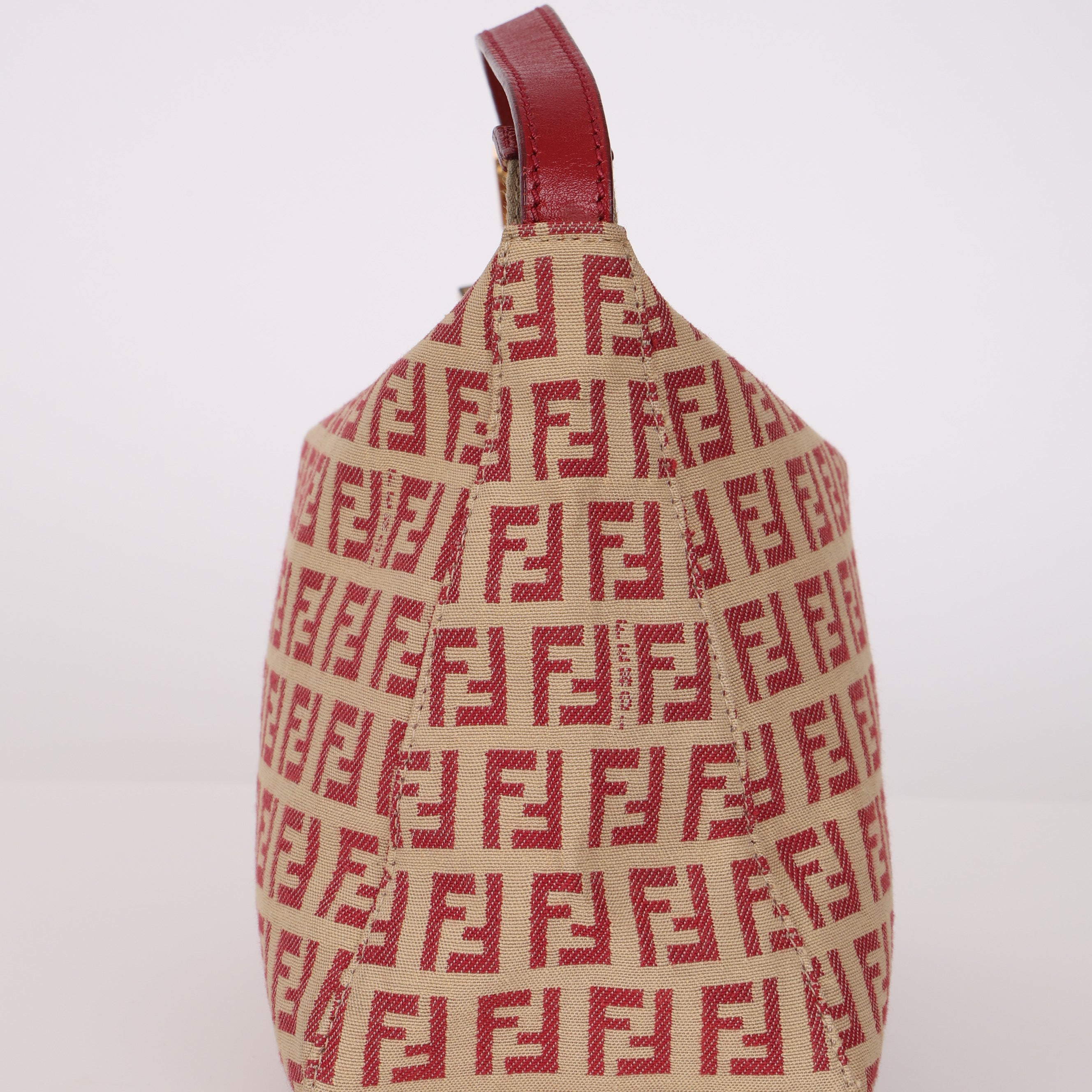 Fendi Beige and Raspberry Zucchino Mini Pouch