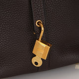 Hermès 2019 Ebene Clemence and Alligator Picotin Touch 22 GHW