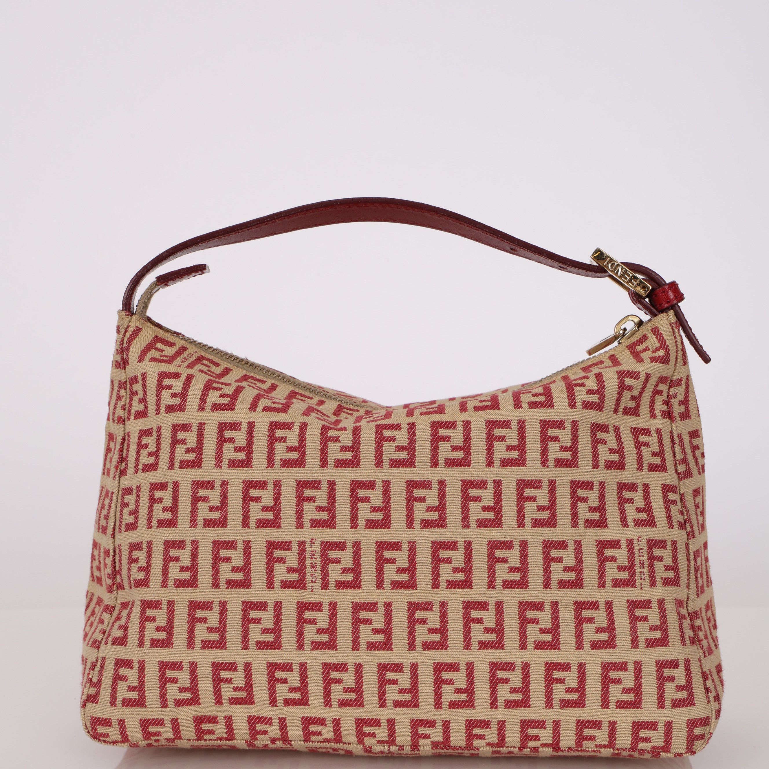 Fendi Beige and Raspberry Zucchino Mini Pouch