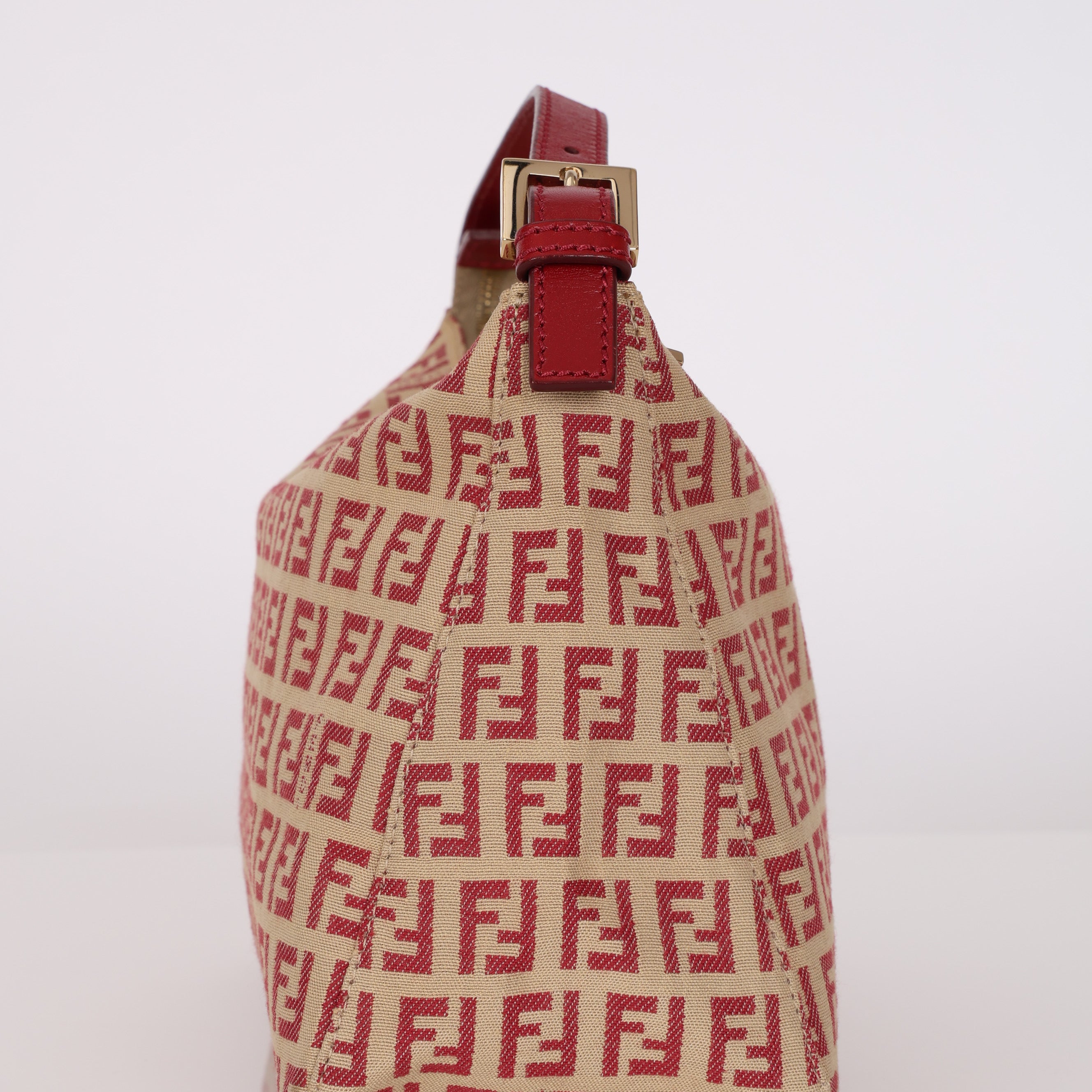 Fendi Beige and Raspberry Zucchino Mini Pouch