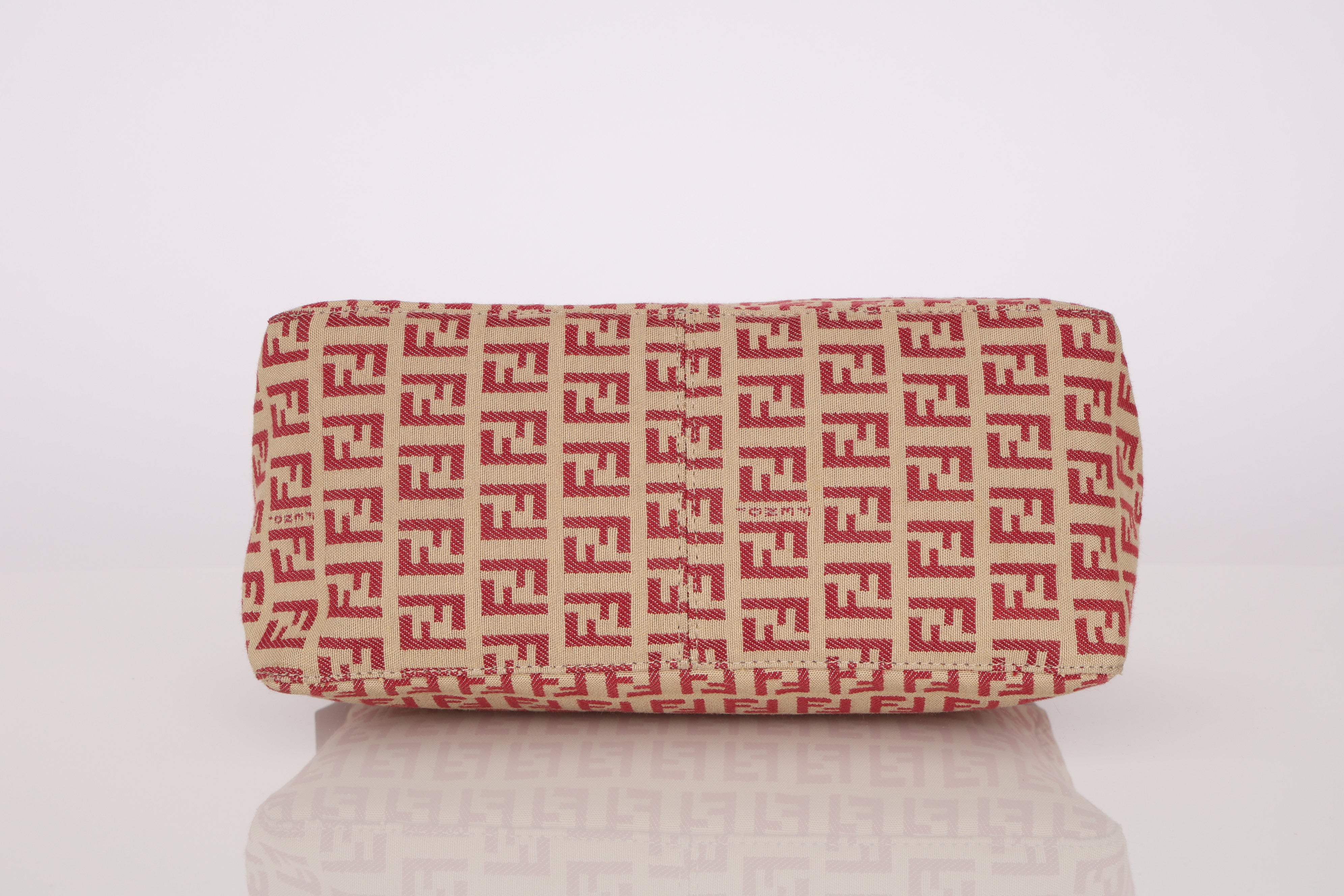 Fendi Beige and Raspberry Zucchino Mini Pouch