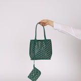 Goyard Green Goyardine Reversible Mini Anjou with Pouch