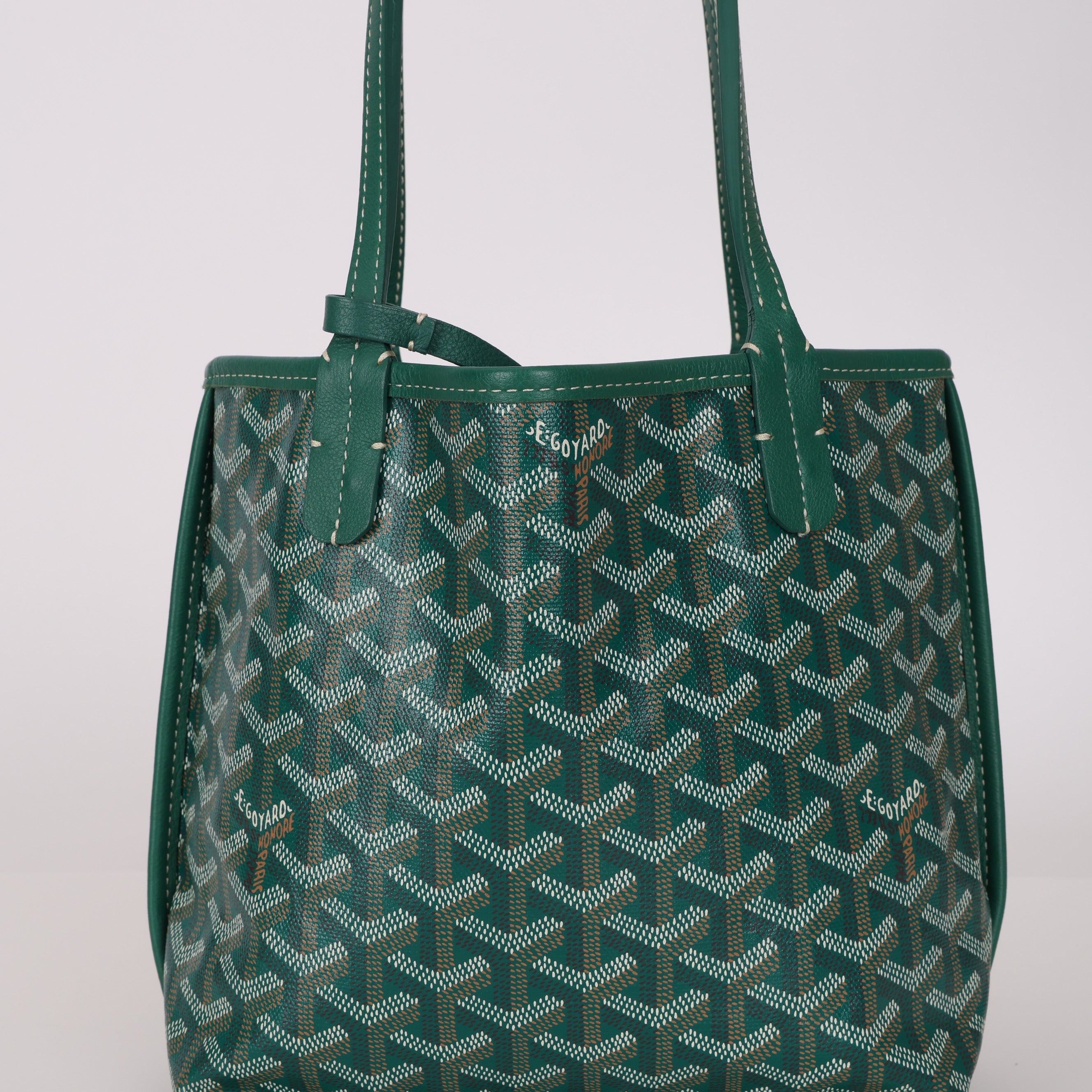 Goyard Green Goyardine Reversible Mini Anjou with Pouch