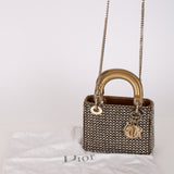 Limited Edition Dior 2022 Gold Metallic Crystal Embellished Mini Lady Dior