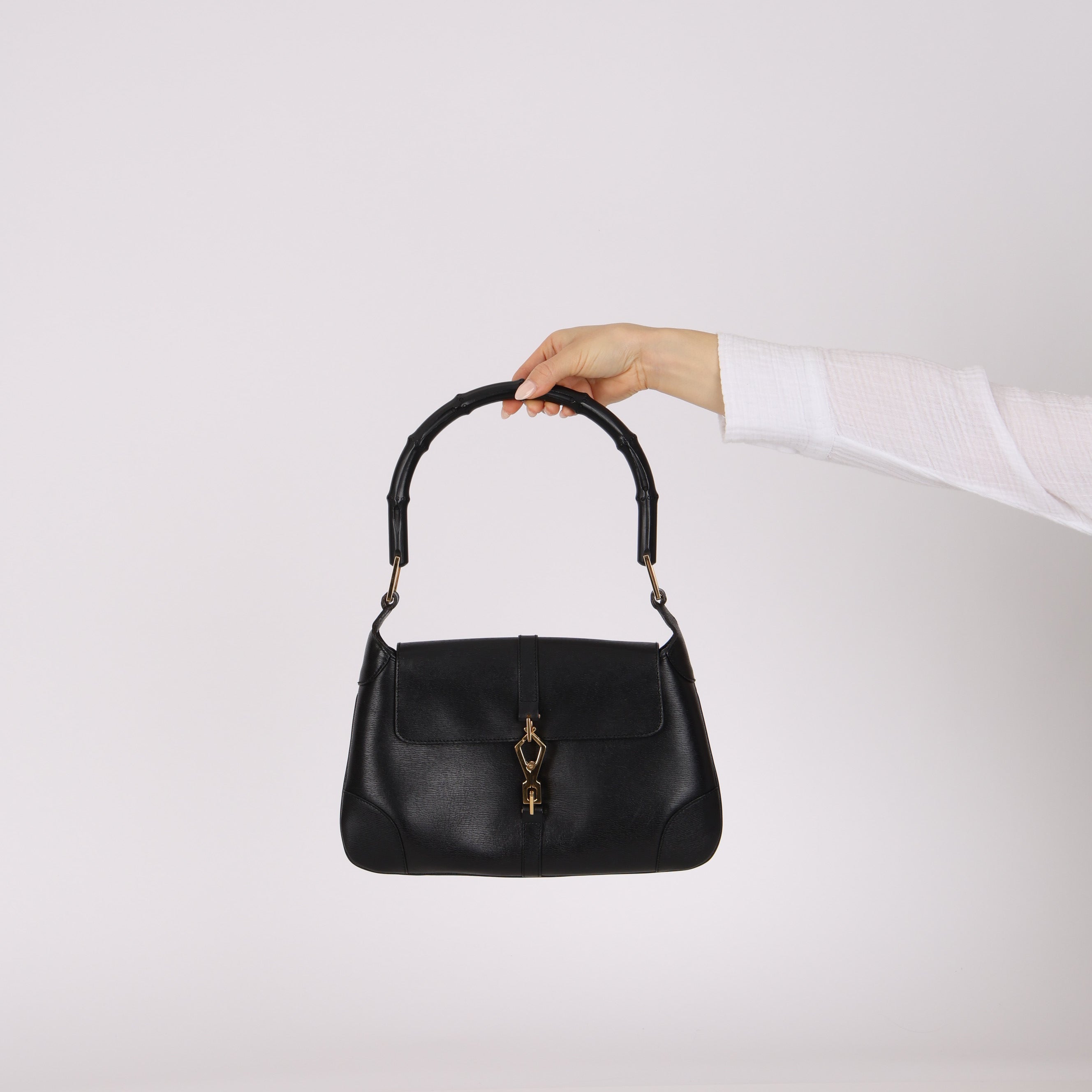 Gucci Black Leather Bamboo Jackie-O