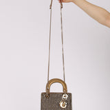 Limited Edition Dior 2022 Gold Metallic Crystal Embellished Mini Lady Dior