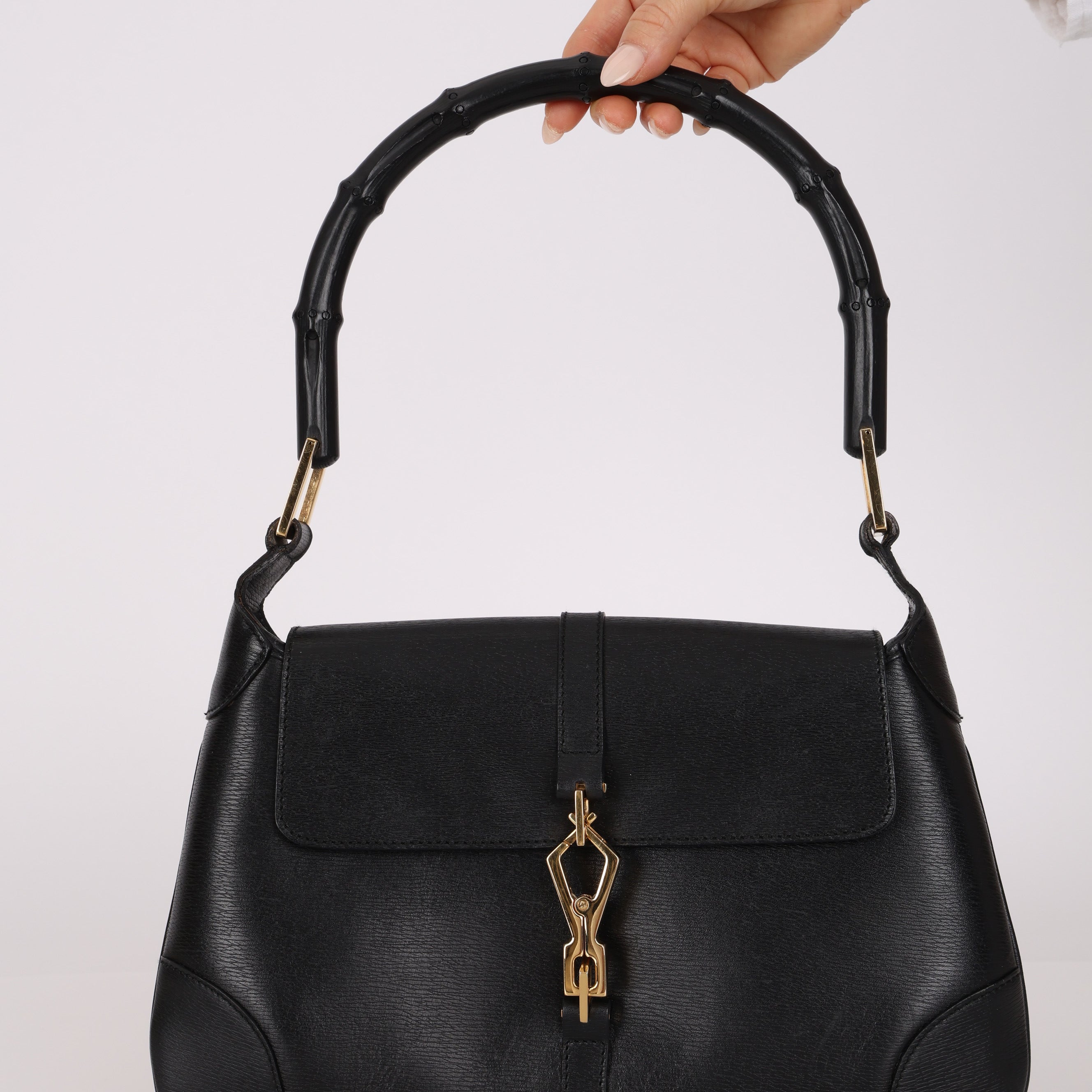 Gucci Black Leather Bamboo Jackie-O
