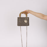 Limited Edition Dior 2022 Gold Metallic Crystal Embellished Mini Lady Dior