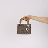 Limited Edition Dior 2022 Gold Metallic Crystal Embellished Mini Lady Dior