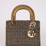 Limited Edition Dior 2022 Gold Metallic Crystal Embellished Mini Lady Dior