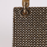 Limited Edition Dior 2022 Gold Metallic Crystal Embellished Mini Lady Dior