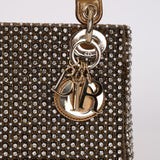 Limited Edition Dior 2022 Gold Metallic Crystal Embellished Mini Lady Dior