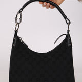 Gucci Black Monogram Crescent Hobo Bag