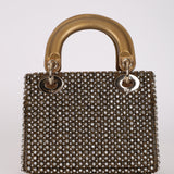 Limited Edition Dior 2022 Gold Metallic Crystal Embellished Mini Lady Dior