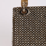 Limited Edition Dior 2022 Gold Metallic Crystal Embellished Mini Lady Dior