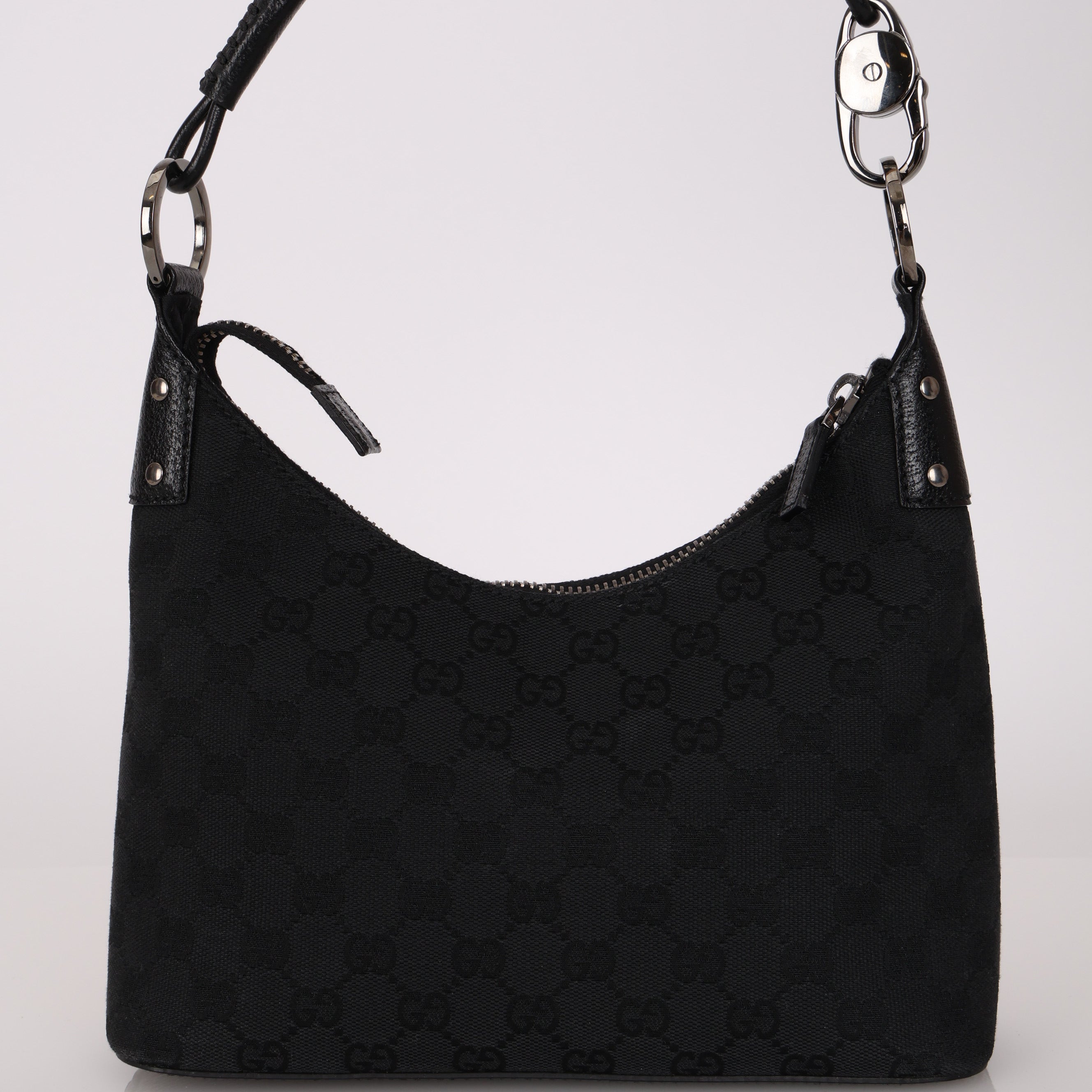 Gucci Black Monogram Crescent Hobo Bag
