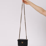 Ultra-Rare Chanel Mini Square Vanity Bag Black Caviar 1997 24K GP