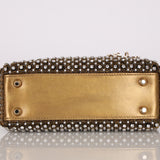 Limited Edition Dior 2022 Gold Metallic Crystal Embellished Mini Lady Dior