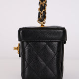 Ultra-Rare Chanel 1997 Caviar Turnlock Rectangular Mini Vanity Bag 24K GP
