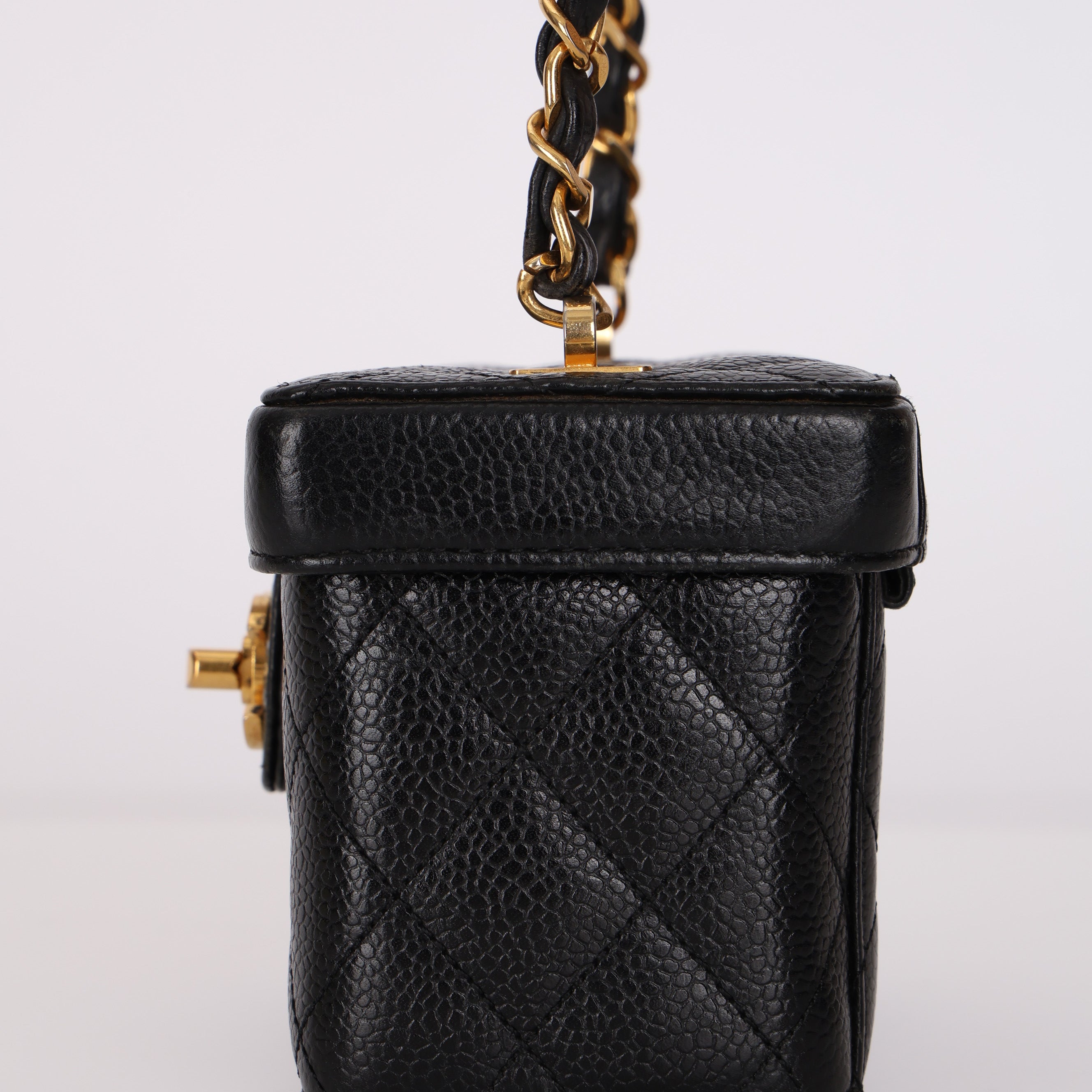 Ultra-Rare Chanel Mini Square Vanity Bag Black Caviar 1997 24K GP