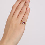 18K Yellow Gold Ruby and Diamond Flower Halo Ring, Size US 5.75