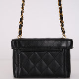 Ultra-Rare Chanel 1997 Caviar Turnlock Rectangular Mini Vanity Bag 24K GP