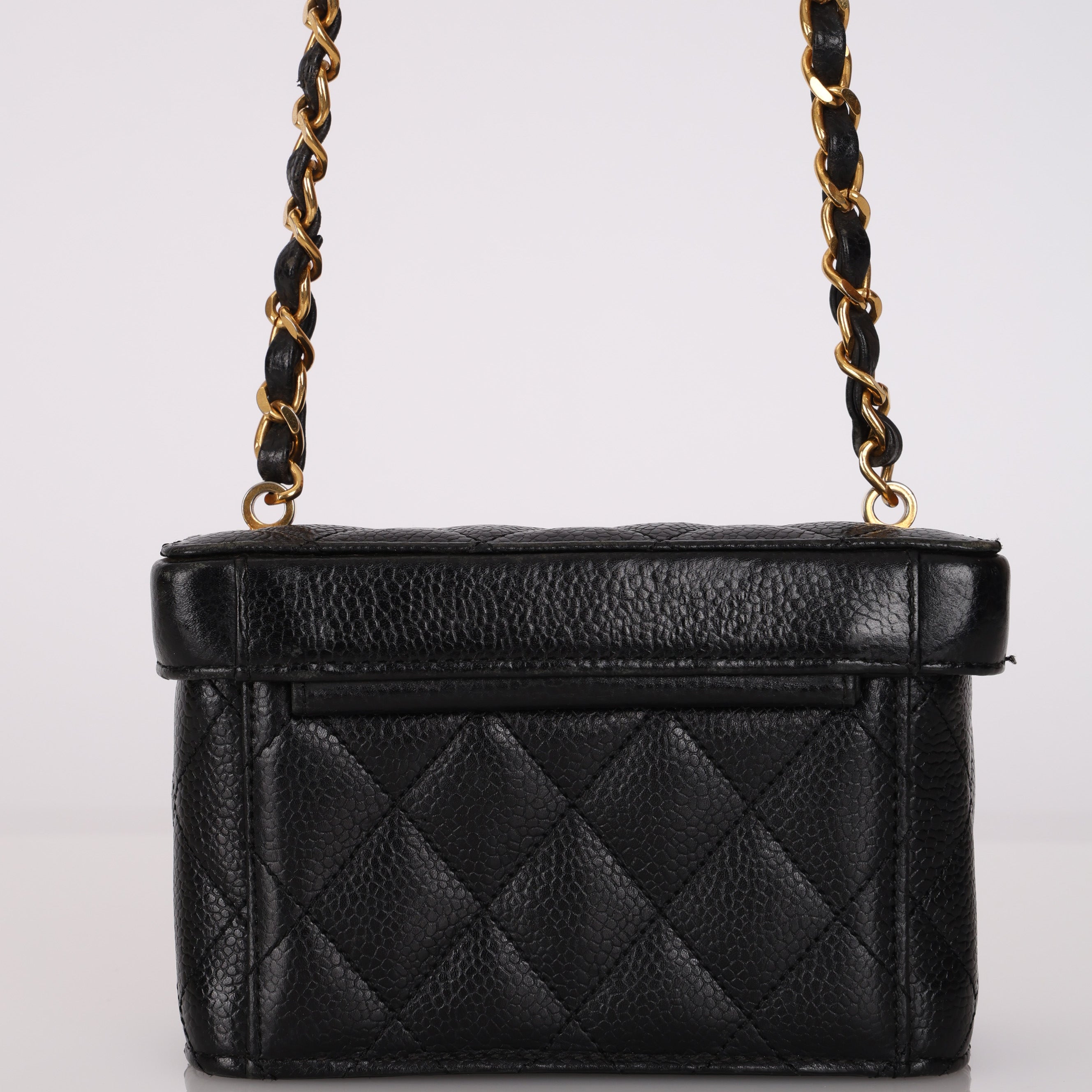 Ultra-Rare Chanel Mini Square Vanity Bag Black Caviar 1997 24K GP