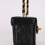 Ultra-Rare Chanel 1997 Caviar Turnlock Rectangular Mini Vanity Bag 24K GP