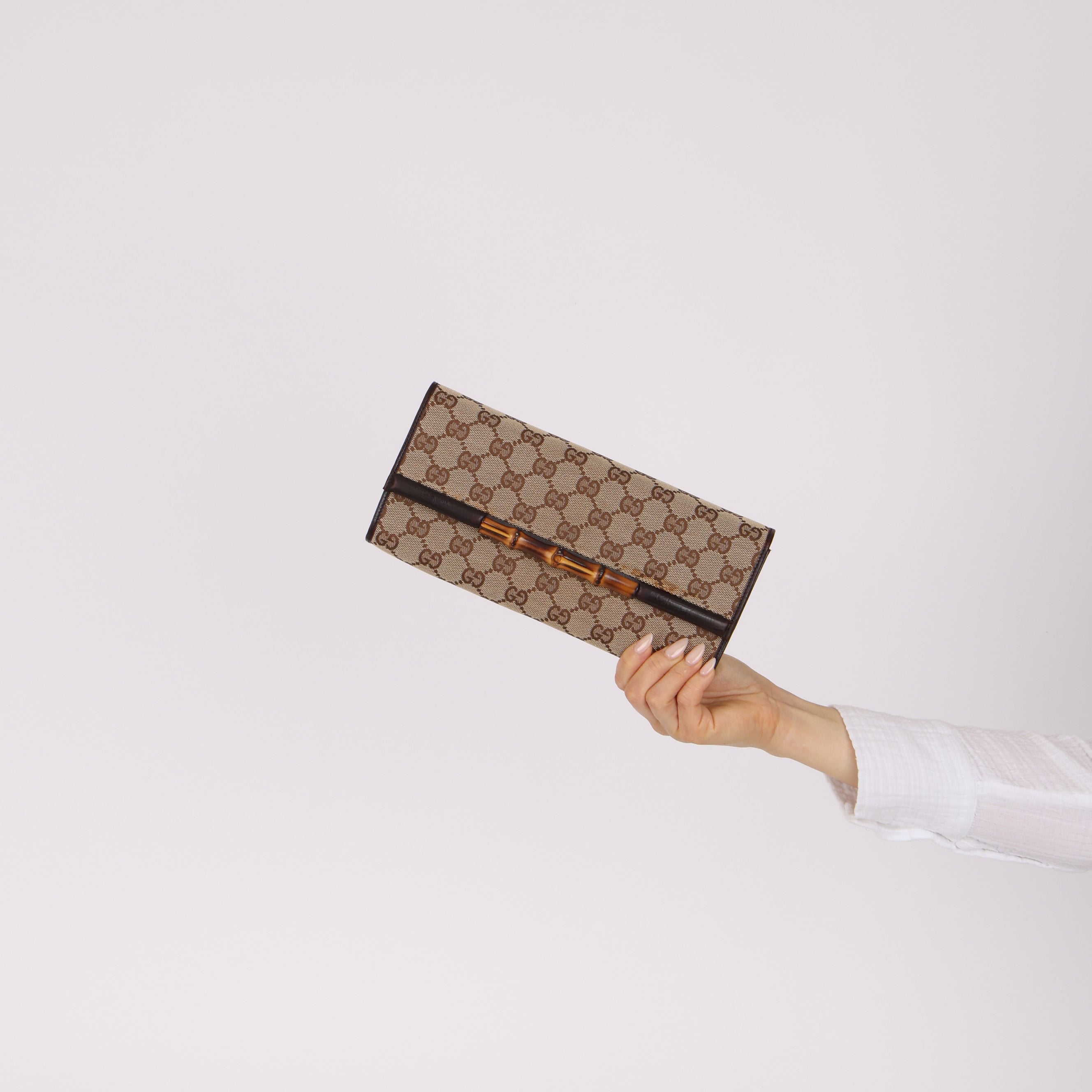 Gucci Canvas Bamboo Bar Wallet on Strap