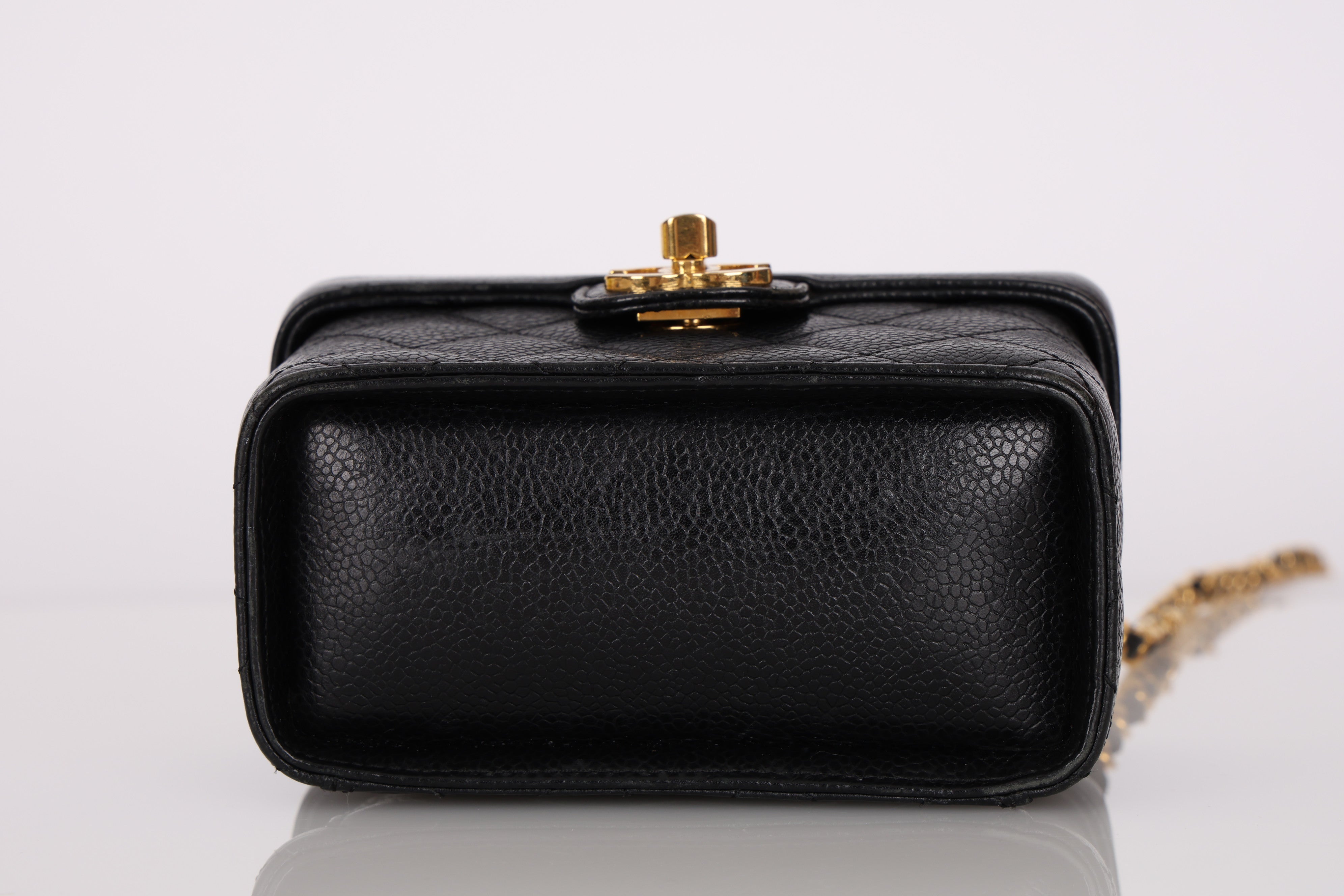 Ultra-Rare Chanel Mini Square Vanity Bag Black Caviar 1997 24K GP