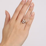 Vintage 1990s 18K Yellow Gold Ruby and Illusion Set Diamond Crest Ring, Size US 6