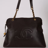 Chanel 1995 Chocolate Brown Caviar Timeless Zip Tote 24K GP