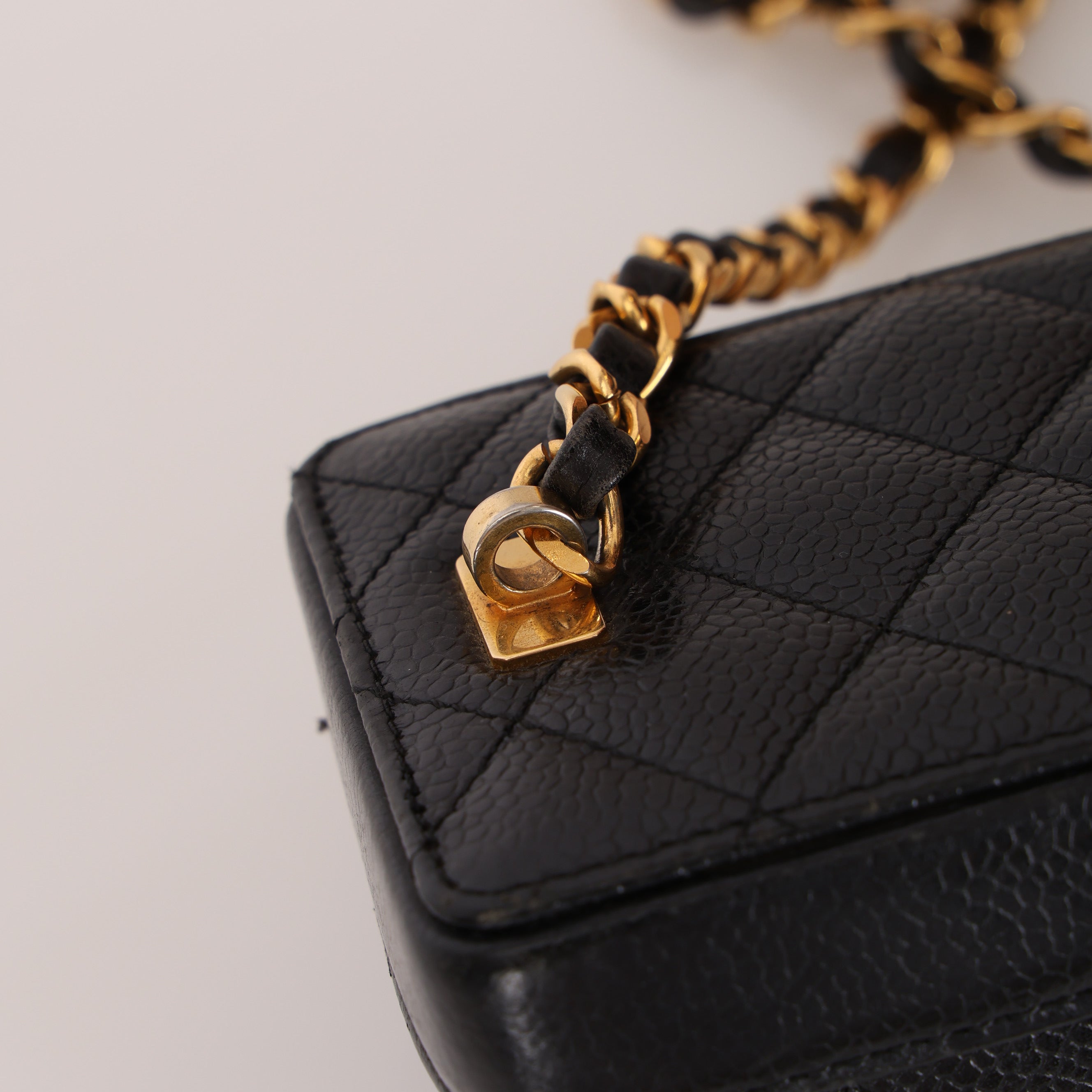 Ultra-Rare Chanel Mini Square Vanity Bag Black Caviar 1997 24K GP