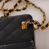 Ultra-Rare Chanel 1997 Caviar Turnlock Rectangular Mini Vanity Bag 24K GP