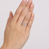 Platinum Diamond Cascade Pointed Ring, Size US 6