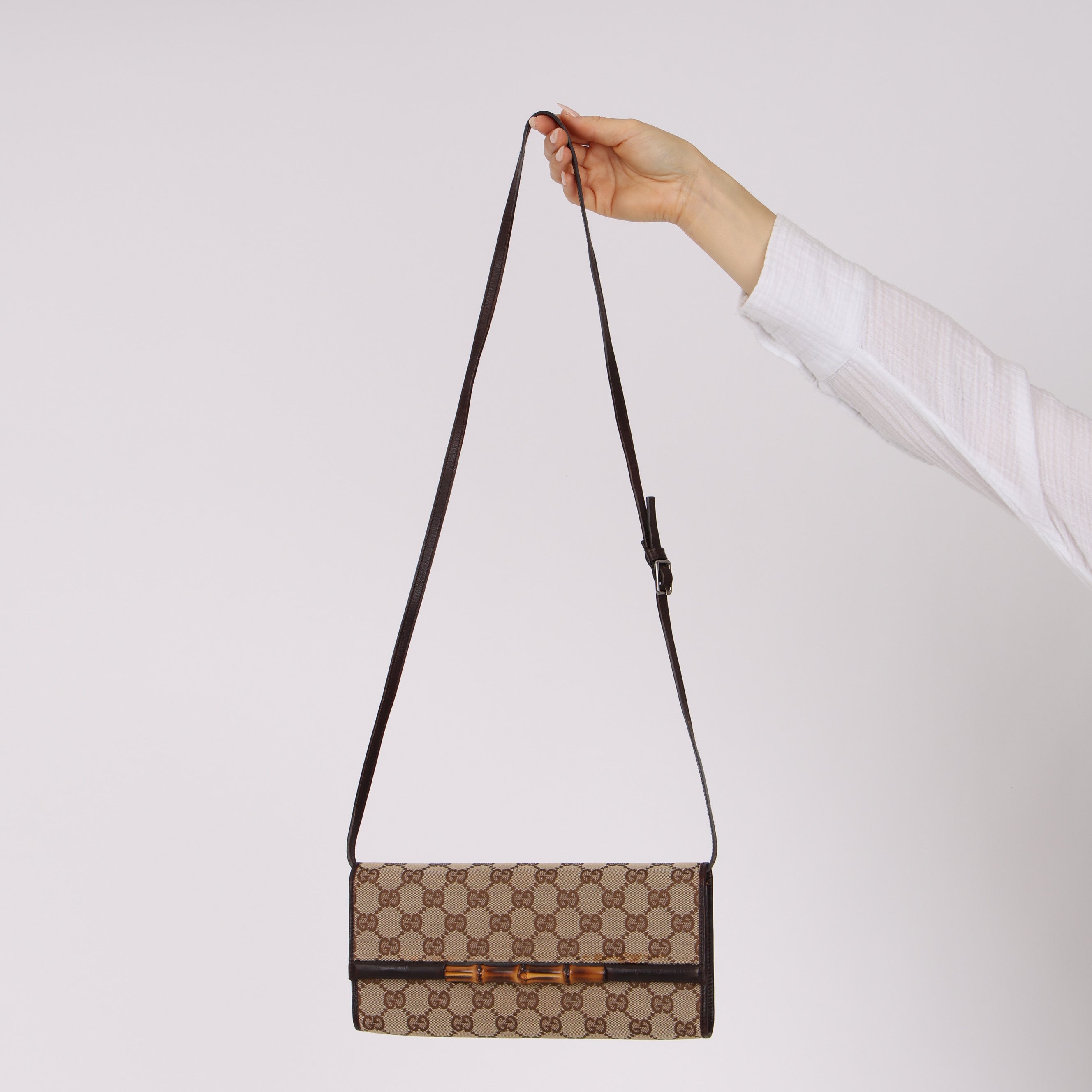 Gucci Canvas Bamboo Bar Wallet on Strap