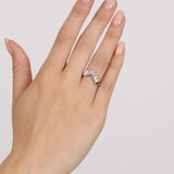 Platinum Diamond Cascade Pointed Ring, Size US 6