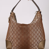 Gucci Beige Metallic Monogram Heart Bit Hobo