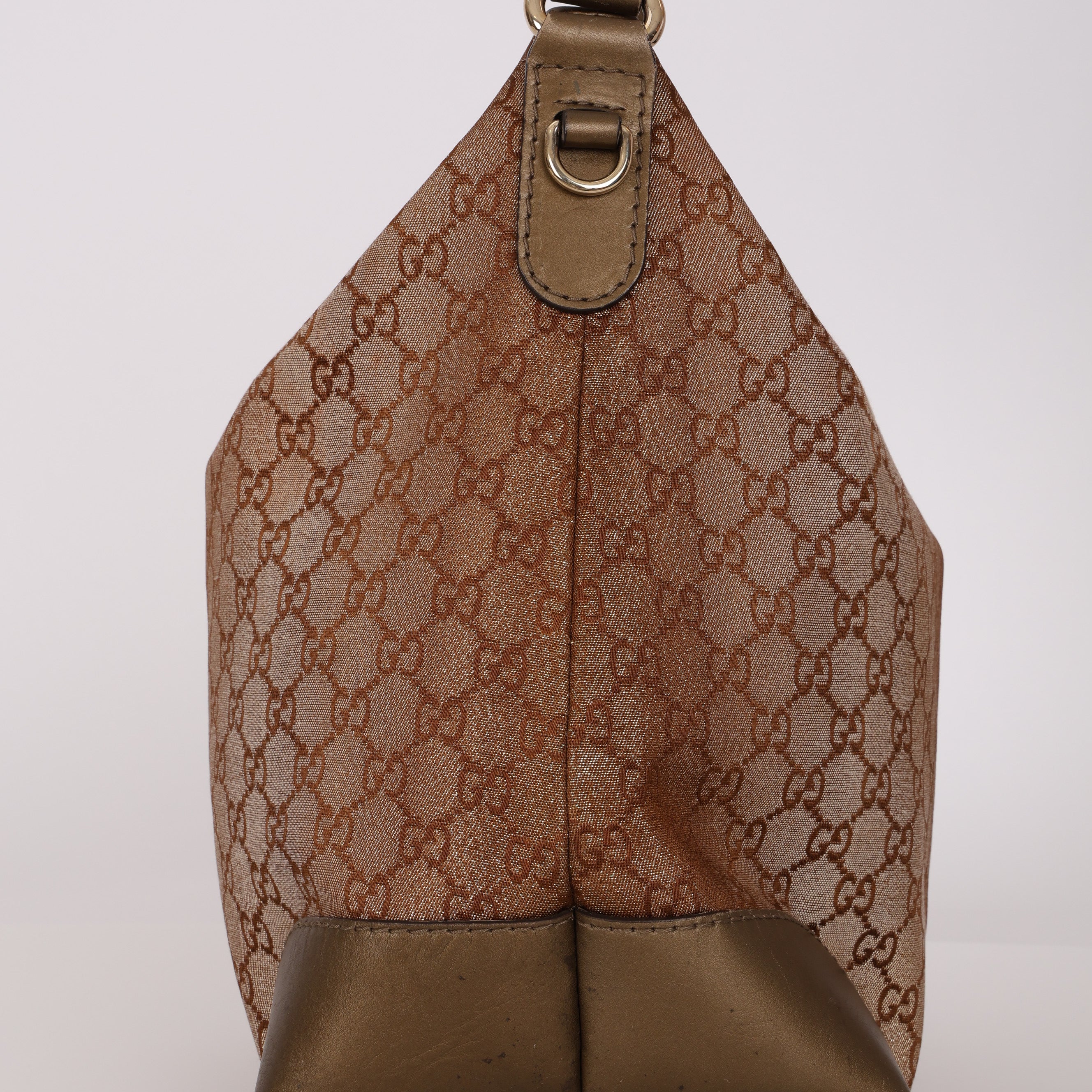 Gucci Beige Metallic Monogram Heart Bit Hobo